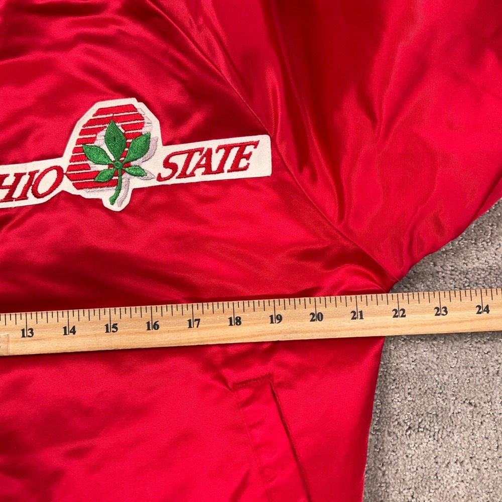 Chalk Line Varsity Jacket Men S Red Ohio State Buckeyes NCAA 80s Satin USA VTG - Picture 7 of 10